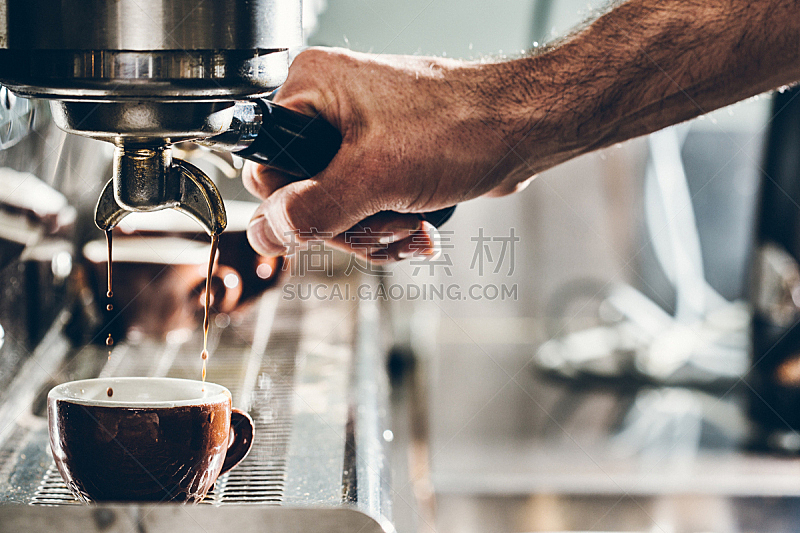 浓咖啡,咖啡师,高压蒸汽咖啡机,咖啡店,咖啡,咖啡机,垂直画幅,留白,水平画幅,热饮