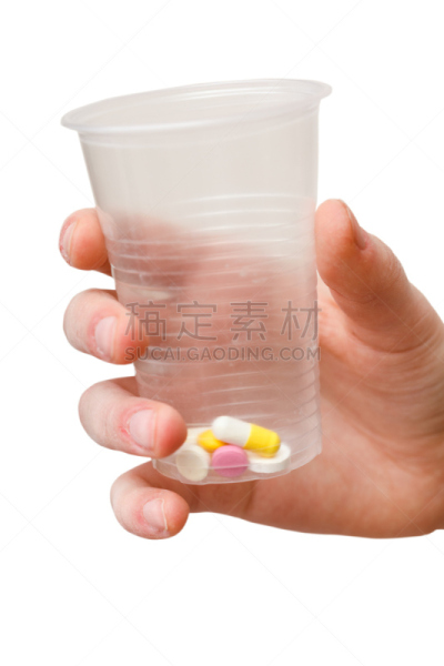 剂量,手,药丸,一次性杯子,分离着色,垂直画幅,青少年,四肢,图像,白色