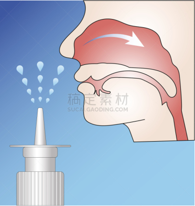 打气筒,鼻喷入法,动作,枯草热,喷雾罐,哮喘,过敏药,女人,绘画插图,健康保健