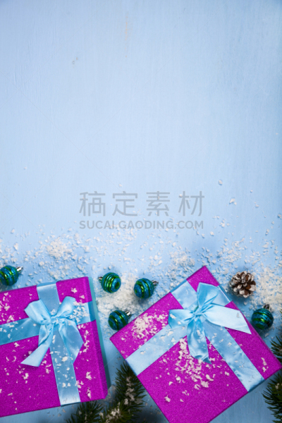 球,礼物,枝,云杉,垂直画幅,留白,新的,档案,雪