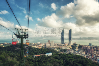 厦门,水平画幅,符号,巨大的,户外,都市风景,建筑业,屋顶,商业金融和工业,著名景点