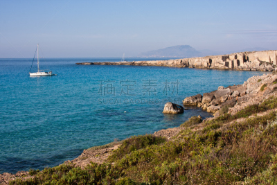 法维尼亚纳,水平画幅,沙子,无人,夏天,户外,海滩,特拉帕尼省,海景,有帆船