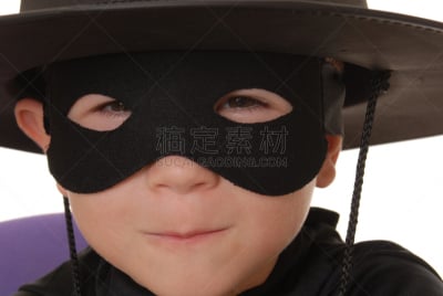 四个人,佐罗装,注视镜头,水平画幅,惊骇,人的脸部,鬼,幻想,男孩