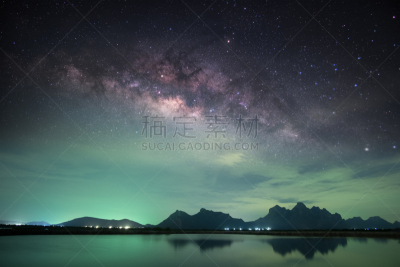 银河系,巴蜀,星云,暗色,泰国,湖,户外,天空,科学,星系