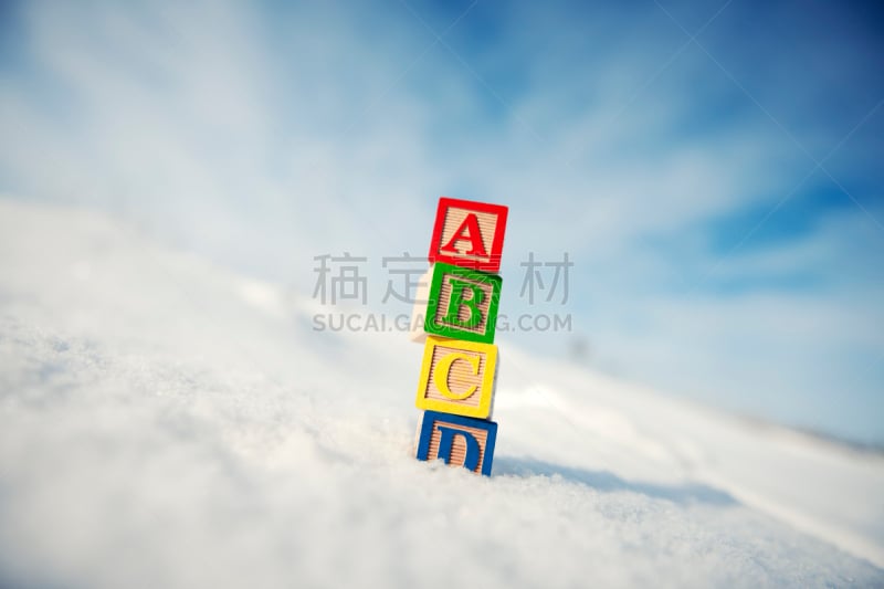 雪,户外,积木,童年,组图,概念,自然,天空,字母,水平画幅