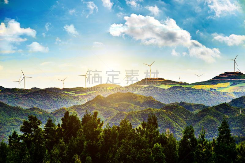 风力,天空,高视角,能源,涡轮,夏天,观测点,石材,图像,彩色图片