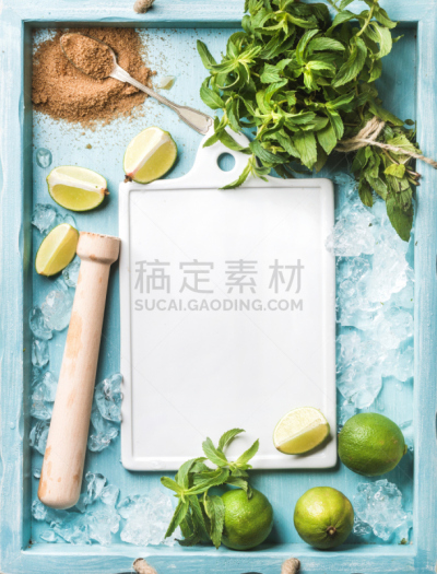 鸡尾酒,夏天,莫吉托,冰,成分,薄荷,垂直画幅,留白,含酒精饮料,果汁