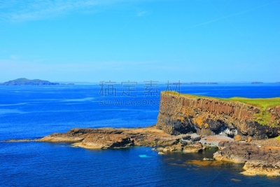 苏格兰,岬岛,里面,环境,英国,小的,海岸线,石头,岩石,夏天