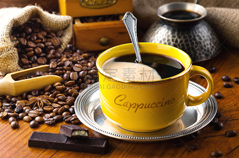 黑咖啡,褐色,水平画幅,无人,玉米,饮料,咖啡,甜点心,咖啡壶,烤的