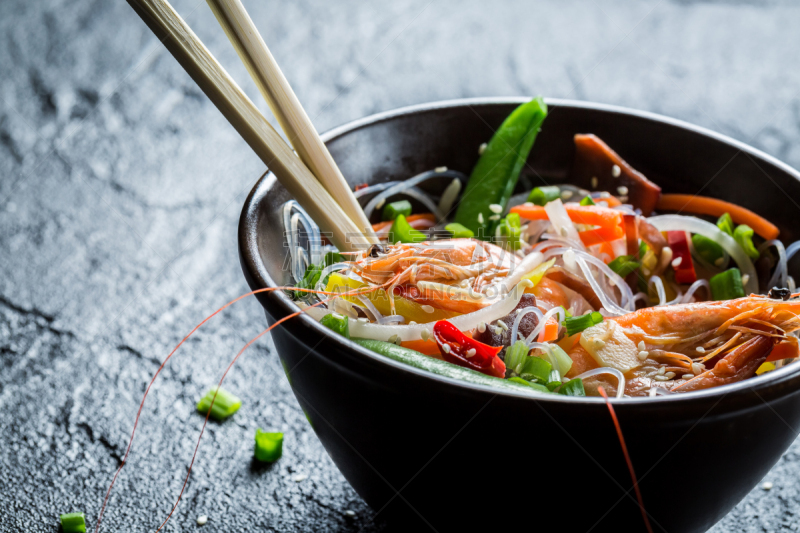 蔬菜,面条,虾,上菜,咕噜菜,mange-tout,中式外卖,豆芽,日本食品,泰国