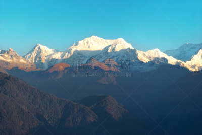 干城章嘉峰,在上面,锡金,天空,美,洛矶山脉,水平画幅,山,雪,无人