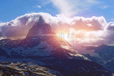 黄昏,马特洪峰,云景,地形,户外,冬天,春天,自然界的状态,著名景点,在上面