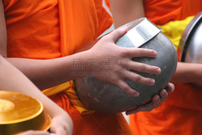 行乞碗,慈善救济,泰国人,水平画幅,彩色图片,清迈省,泰国,施舍,摄影