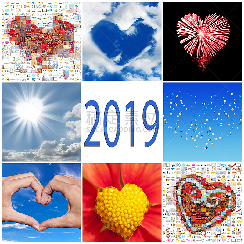 贺卡,2019,动物心脏,事件,云景,自然界的状态,法国,新年前夕,浪漫,云
