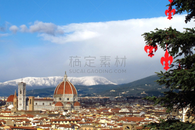 佛罗伦萨,意大利,雪,托斯卡纳区,冬天,钟楼,圣马可大钟塔