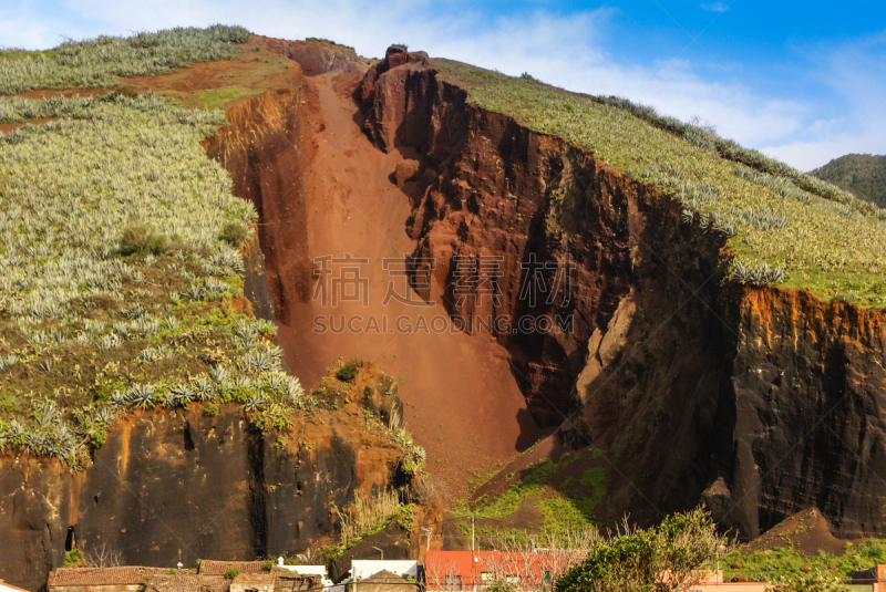 特内里费岛,加那利群岛,高架铁路铁轨,火山渣锥,大西洋,北美歌雀,小的,植物,户外,建筑