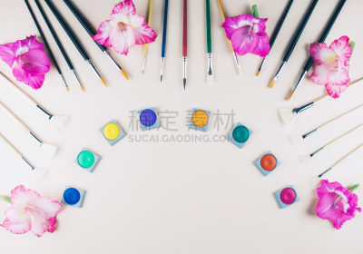 画笔,水彩画,米色背景,艺术家,新的,想法,学校,白色,丙稀画,风景