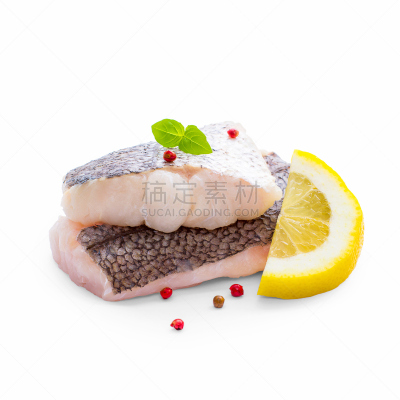 柠檬,皮肤,肉片,无须鳕鱼,水平画幅,无人,生食,膳食,海产,特写