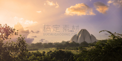 莲花寺,新德里,印度,德里,教派,纪念碑,天空,灵性,印度人,早晨