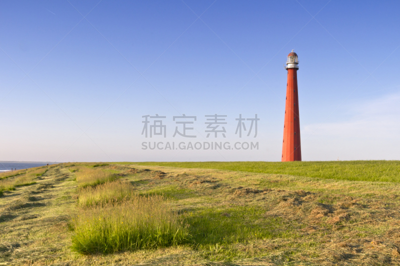 登海尔德,灯塔楼,荷兰,海上建筑,荷兰北部,纪念碑,天空,水平画幅,无人,夏天