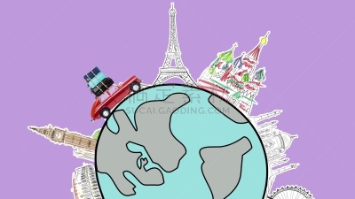 汽车,留白,罗马斗兽场,比萨斜塔,卡通,吉萨金字塔群,国际著名景点,长方形会堂,旅游目的地