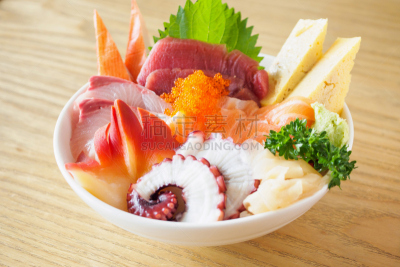 生鱼片,散寿司,日本食品,饭碗,传统,寿司,清新,食品,绿芥末酱