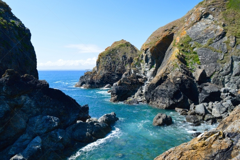 马里尔湾,水湾,康沃尔,水,水平画幅,岩石,无人,户外,海洋,海岸线