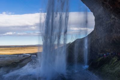 在之后,山脉,瀑布,海上航道,自然,seljalandsfoss waterfall,水平画幅,岩石,无人,欧洲