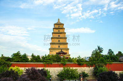 西安,建筑外部,宝塔,巨大的,野外动物,鹅肉,大雁塔,陕西省,水平画幅
