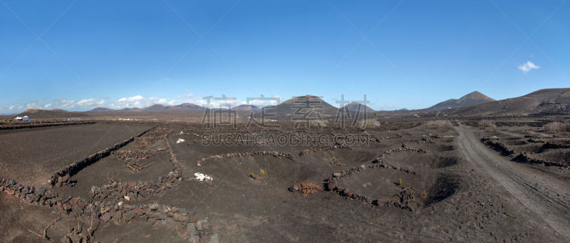 兰萨罗特岛,洛杉矶,居住区,天空,水平画幅,无人,火山地形,大西洋群岛,户外,卷须