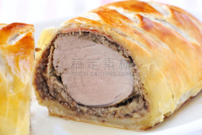 猪肉,惠灵顿,餐具,嫩里脊排,水平画幅,法国小牛排,无人,烘焙糕点,法式食品,烘焙