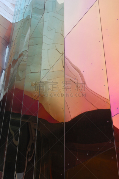 橙色,建筑外部,金属,紫色,音乐体验馆,西雅图,垂直画幅,式样,建筑,无人