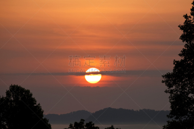 黎明,宁静,山麓百汇,田纳西,水平画幅,山,无人,户外,云景