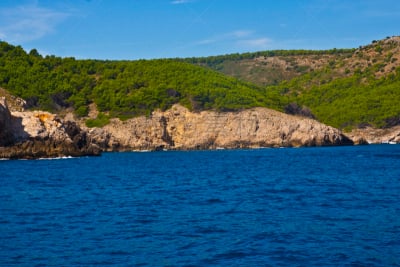 海岸线,陡峭海岸,水,天空,加泰隆尼亚,水平画幅,沙子,无人,蓝色,夏天