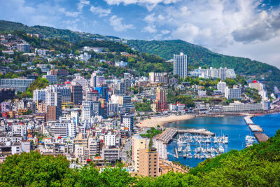 热海,日本,城市,水,度假胜地,水平画幅,无人,海港,伊豆半岛,户外