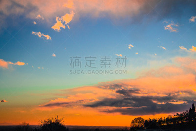 地形,桨叉架船,巴丹平原,维琴察,天空,水平画幅,无人,户外,日落,摄影