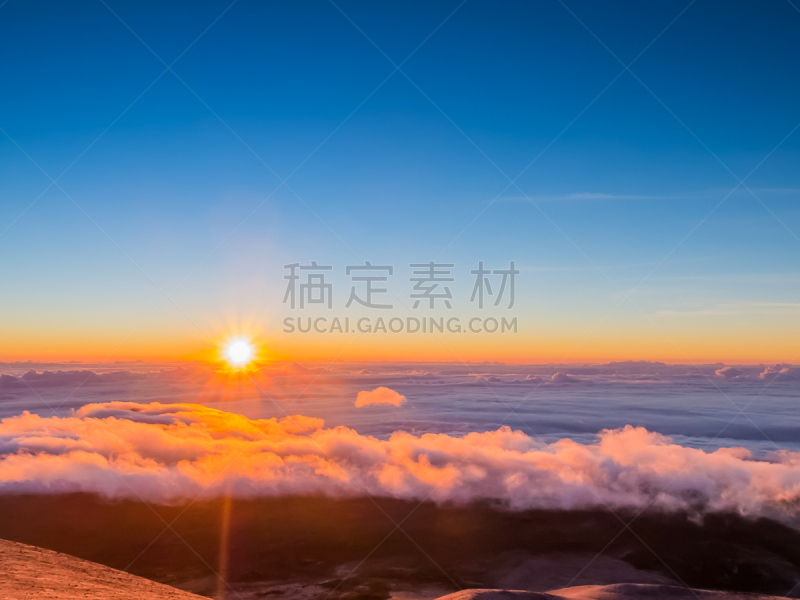 莫纳亚克火山,黎明,夏威夷大岛,天空,水平画幅,无人,户外,云景,山,多云