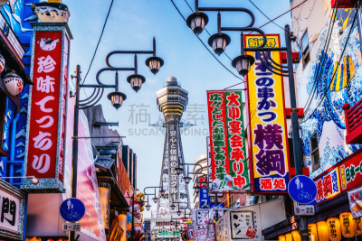 大阪府,塔,居住区,新世界区,通天阁,霓虹色,当地著名景点,未来,水平画幅