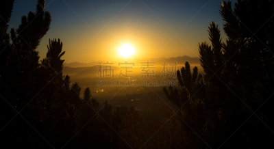 早晨,斗篷,狮头峰,桌山国家公园,南非桌山,开普半岛,开普敦,天空,水平画幅,橙色