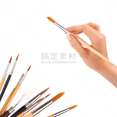 画笔,手,白色,分离着色,垂直画幅,艺术家,艺术,组物体,工匠,部分