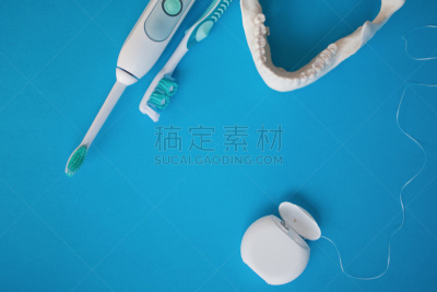 牙线,牙刷,牙膏,牙龈,水平画幅,浴室,牙医,早晨,干净,特写