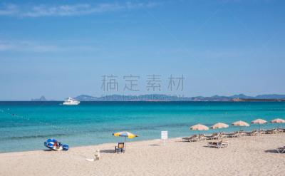 海滩,新加坡证券交易所,西班牙威德拉,巴利阿里群岛,水,天空,水平画幅,沙子,旅行者,夏天
