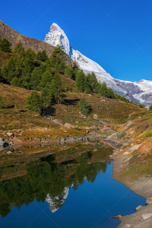 湖,瑞士阿尔卑斯山,马特洪峰,垂直画幅,水,天空,雪,顶部,高处,冬天