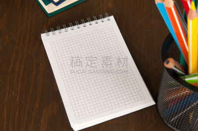 空白的,笔记本,留白,水平画幅,木制,无人,学校用品,铅笔,影棚拍摄,静物
