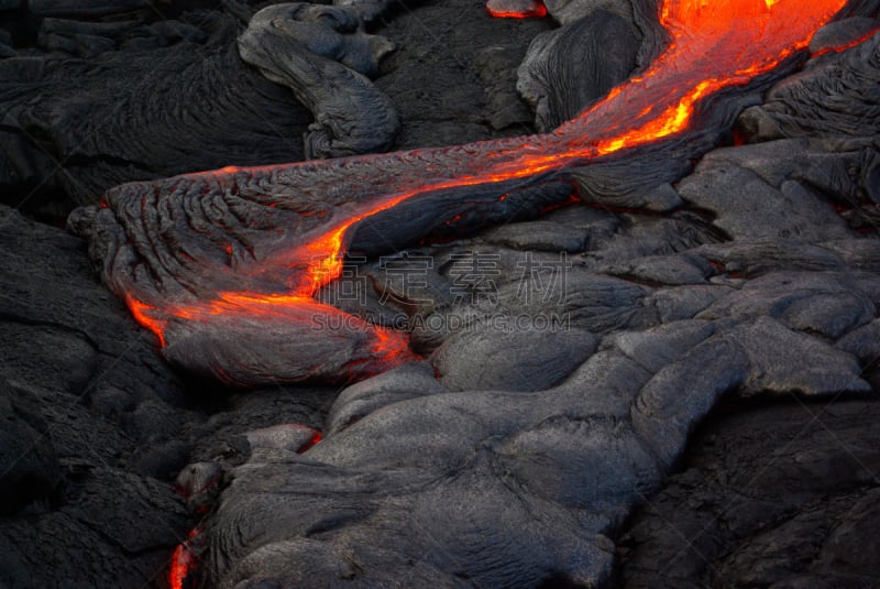 熔岩,夏威夷大岛,普乌欧火山口,结壳熔岩,夏威夷火山国家公园,夏威夷,水平画幅,地质学,无人,太平洋岛屿