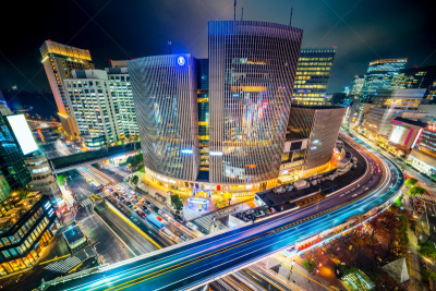 城市,日本,银座,夜晚,东京,城市生活,汽车,城镇景观,交通,曙暮光