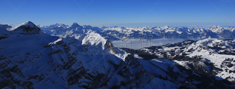 沃州,雪,山,瑞士阿尔卑斯山,自然,悬崖,旅游目的地,水平画幅,无人,蓝色