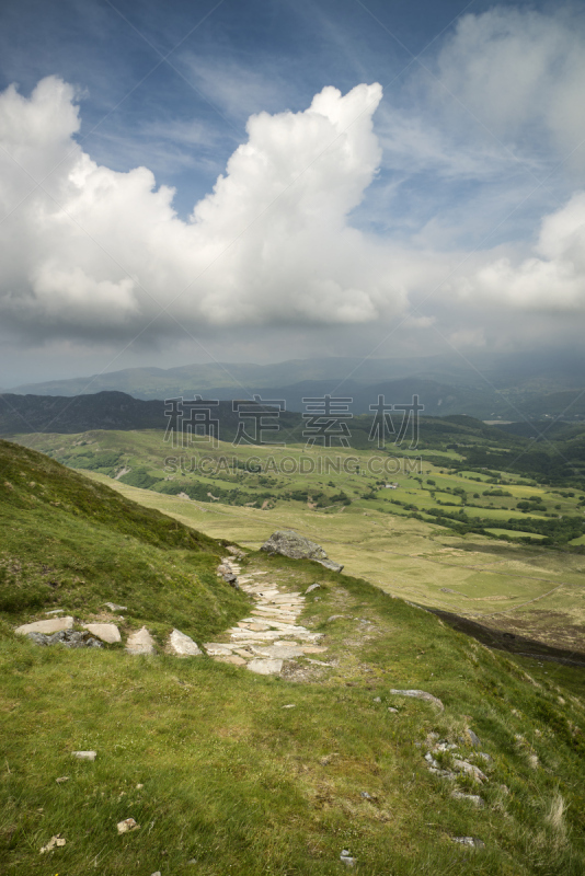 山,地形,北,威尔士伊德里斯山,看风景,在上面,斯诺登峰,垂直画幅,天空,无人