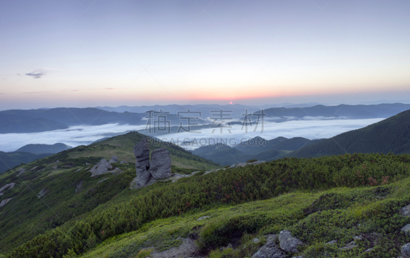 山,卡帕锡安山脉,地形,黄昏,乌克兰,高原,特伦钦,水平画幅,无人,夏天