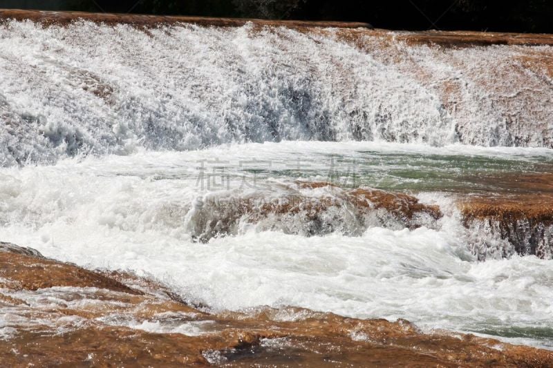 水,agua azul cascades,帕伦克,恰帕斯州,天空,水平画幅,热带雨林,墨西哥,户外,拉丁美洲